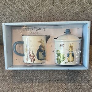 Beatrix Potter Peter bunny rabbit Easter spring creamer and sugar bowl New set